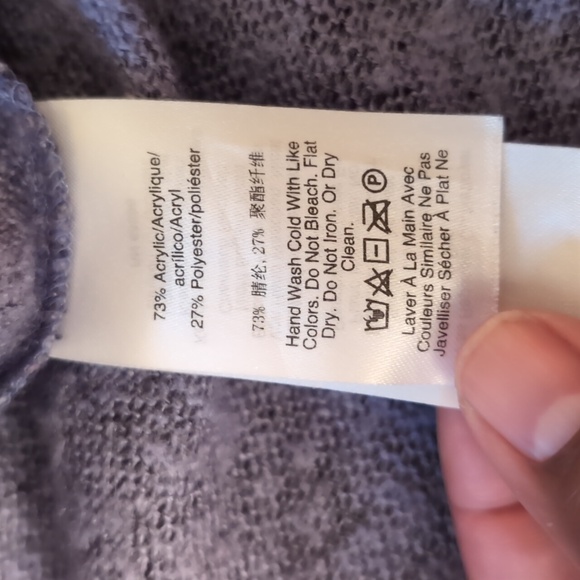 DKNY| Blue Large Cowl Neck Long Sleeve Sweater Acrylic Polyester Blend - Picture 13 of 16